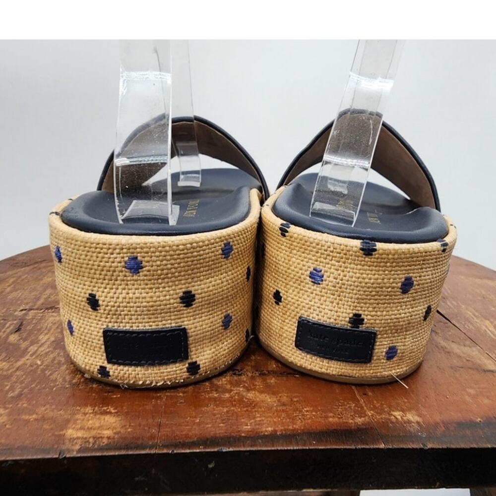 Kate Spade New York Breeze Platform Slide Sandals Size 8.5 Tan Blue Brown - Picture 7 of 11